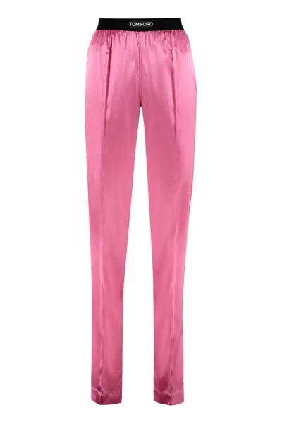 Shop Tom Ford Satin Trousers In Pink