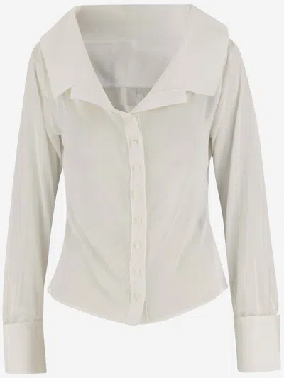Shop Jacquemus Stretch Viscose Shirt In White