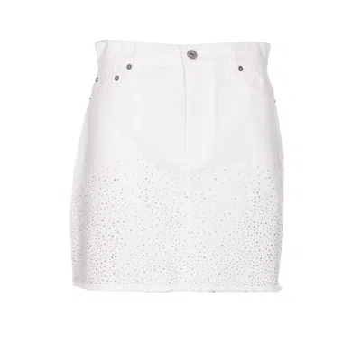 Shop Jw Anderson J.w. Anderson Crystal Denim Skirt In White
