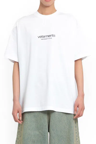 Shop Vetements Logo Printed Round Neck T-shirt In White