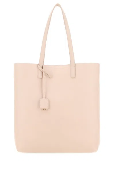 Shop Saint Laurent Logo Plaque Shopping Bag In Pink