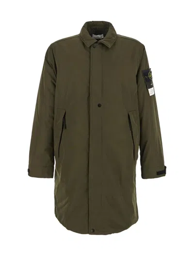 Shop Stone Island Collared Button In Green