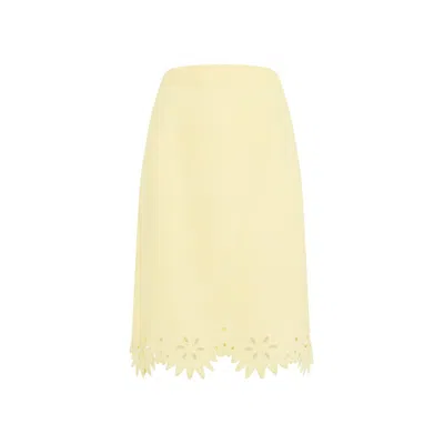 Shop Bottega Veneta English Embroidery Skirt In Yellow