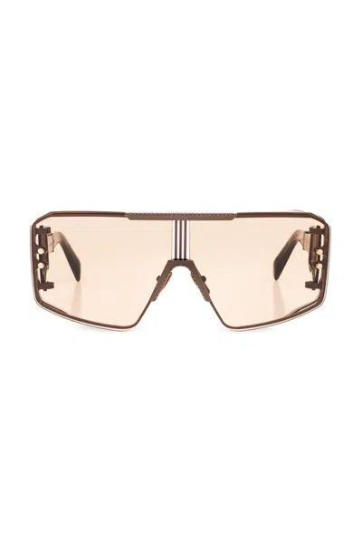 Shop Balmain Eyewear Oversized Frame Sunglasses In Brown