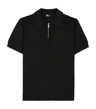 Shop The Kooples Quarter-zip Polo Shirt In Black