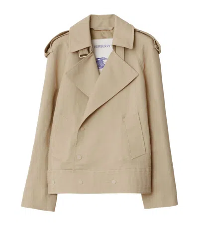 Shop Burberry Canvas Trench Jacket In Neutrals