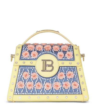 Shop Balmain Embellished B-buzz Dynasty Top-handle Bag In Yellow