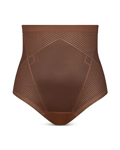 Shop Spanx Thinstincts 2.0 High-waisted Thong In Chestnut Brown
