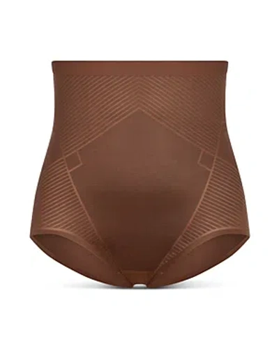 Spanx Printed Power High Waist Brief In Chestnut Brown