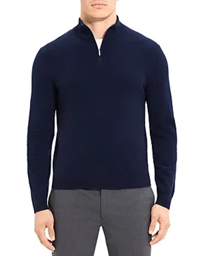 Shop Theory Hilles Quarter Zip Cashmere Sweater In Baltic