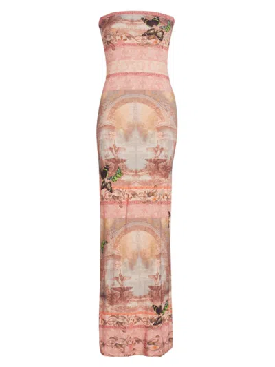 Shop Alice And Olivia Women's Delora Butterfly Strapless Maxi Dress In Versailles