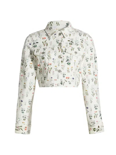 Shop Alice And Olivia Women's Nelson Floral Cropped Denim Jacket In Georgia Floral