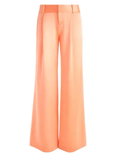 Shop Alice And Olivia Women's Eric Satin Low-rise Pants In Coral