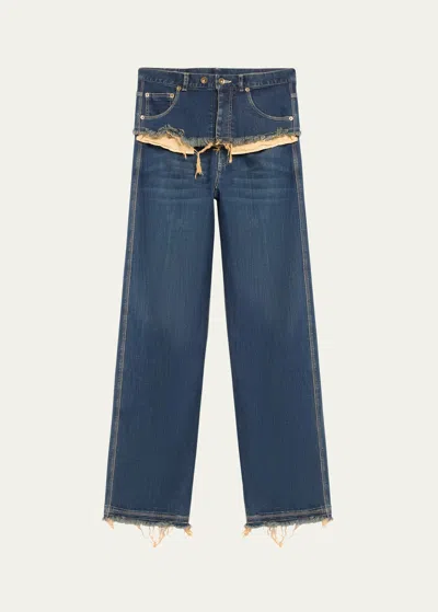 Shop Act No1 Deconstructed Straight-leg Jeans In Dark Blue Wash 01