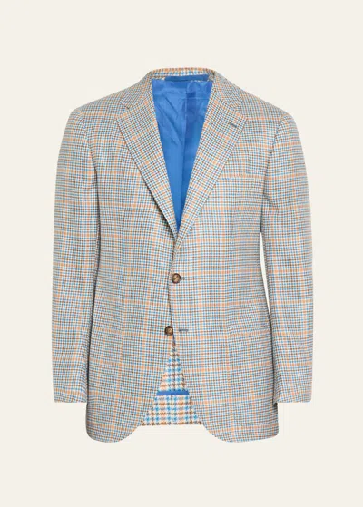 Shop Cesare Attolini Men's Cashmere-silk Plaid Sport Coat In B24-blue