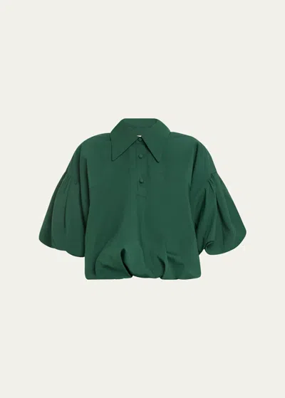 Shop Anonlychild Sandy Balloon-sleeve Top In Emerald