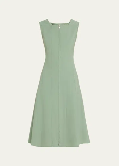 Shop Adeam Giselle Midi Dress With Lace-up Detail In Sage Green