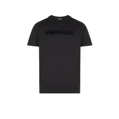 Shop Moncler T-shirt With Velvet Logo In Black