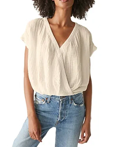 Michael Stars Evie Gauze Faux Wrap Top In Cement