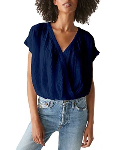 Shop Michael Stars Evie Faux Wrap Top In Nocturnal