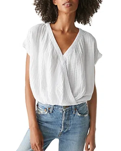 Michael Stars Evie Gauze Faux Wrap Top In White