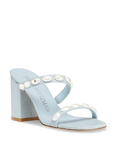 Shop Stuart Weitzman Women's Pearlita 85 Block Heel Slide Sandals In Light