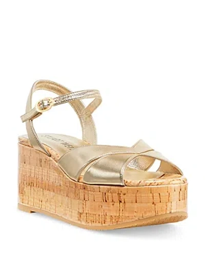 Shop Stuart Weitzman Women's Carmen Mini Wedge Sandals In Light Gold