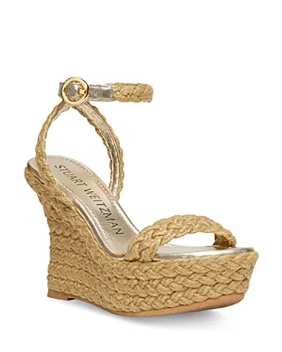Shop Stuart Weitzman Women's Braida Strap Espadrille Wedge Sandals In Gold/natural