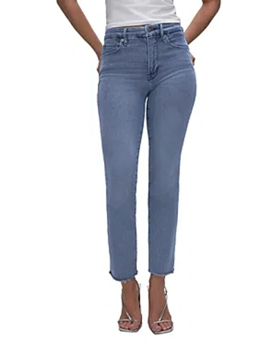 Shop Good American Good Straight High Rise Straight Leg Jeans In Blue 449