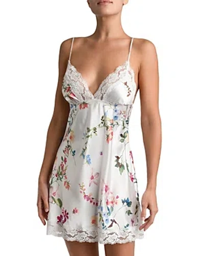Shop In Bloom By Jonquil Endless Love Luxe Satin Lace Trim Floral Print Chemise In Ivory