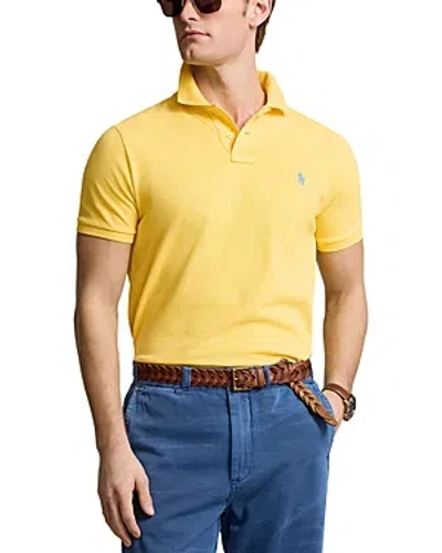 Shop Polo Ralph Lauren Custom Slim Fit Printed Mesh Polo Shirt In Yellow