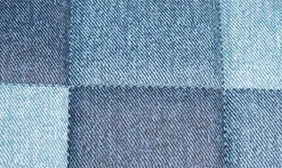 Shop Omg Accessories Denim Checkerboard Duffle With Coin Zip Pouch In Denim Blue