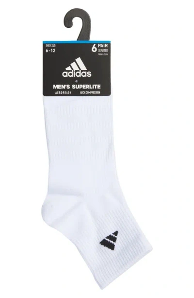 Shop Adidas Originals 6-pack Superlite Quarter Socks In White/ Black