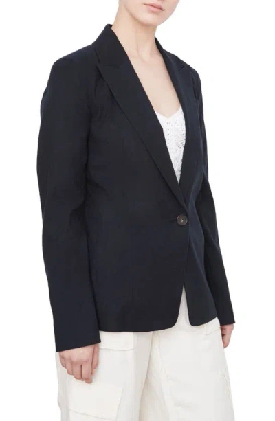 Vince Linen Blend Blazer In Marina