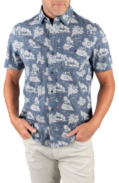 Shop Tailor Vintage Fish Woven Shirt In Indigo Tropics