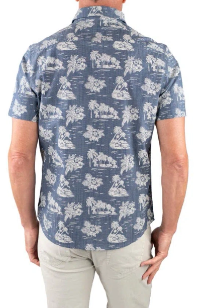 Tailor Vintage Fish Woven Shirt In Indigo Tropics