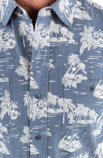 Tailor Vintage Fish Woven Shirt In Indigo Tropics