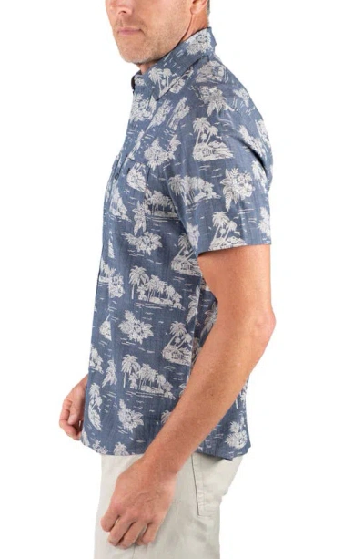 Tailor Vintage Fish Woven Shirt In Indigo Tropics