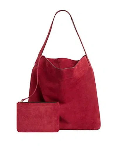 Shop Gerard Darel Lady Suede Hobo Bag In Pomegranate
