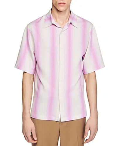 Shop Sandro Chemise Mcraye Short Sleeve Button Front Shirt In Pink
