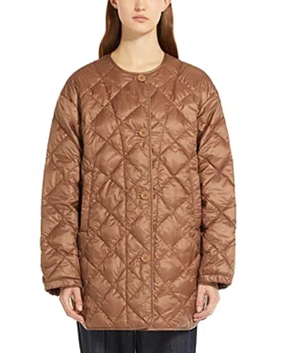 Shop Max Mara Csoft Quilted Down Coat In Brown