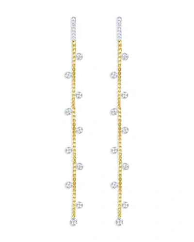 Shop Meira T 14k Yellow Gold & 14k White Gold Diamond Linear Drop Earrings In Gold/white