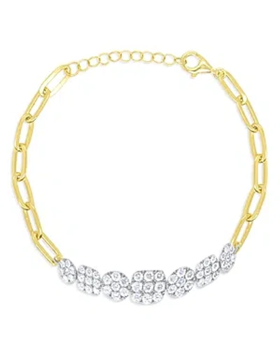 Shop Meira T 14k Yellow Gold & 14k White Gold Diamond Geometric Bracelet In Gold/white