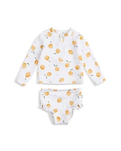 Shop Firsts By Petit Lem Girls' Lemon Print Long Sleeved Rash Guard Set - Baby In Off White