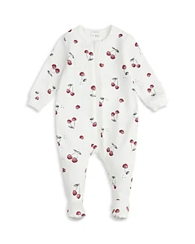 Shop Firsts By Petit Lem Girls' Cherry Print Sleeper Footie - Baby In Off White