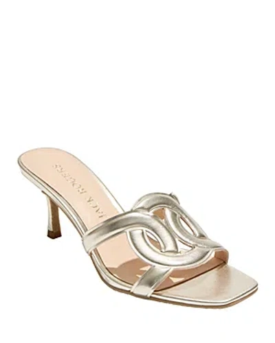 Shop Jack Rogers Women's Dobson Square Toe Mid Heel Sandals In Platinum