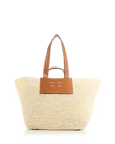 Shop Proenza Schouler White Label Proenza Schouler Morris Extra Large Leather-trimmed Raffia Tote In Ivory/silver