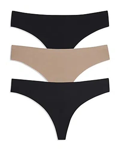 Shop Honeydew Skinz Thongs, Set Of 3 In Black/nude/black