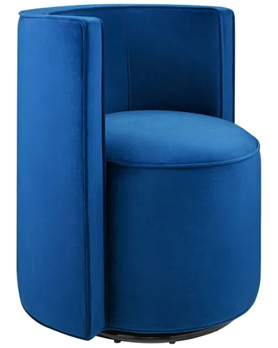 Shop Modway Della Performance Velvet Fabric Swivel Chair In Blue