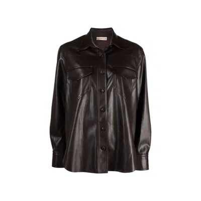 Shop Blanca Vita Faux Leather Shirt In 黑色的